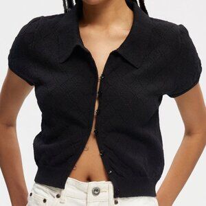 Button Up Short Sleeve Polo Top